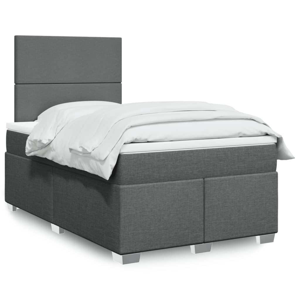 Box Spring Postel S Matrací Textil Tmavě Šedá