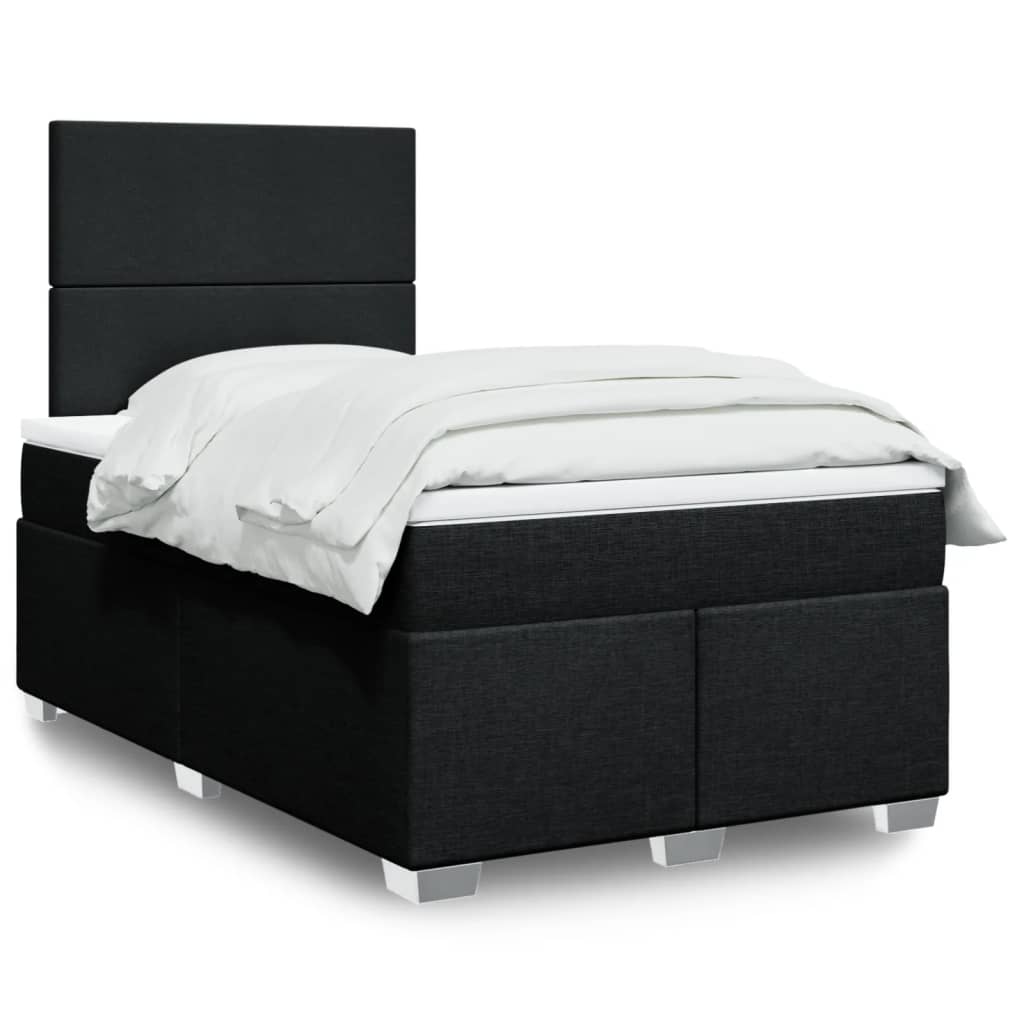 Box Spring Postel S Matrací Černá Textil Černá