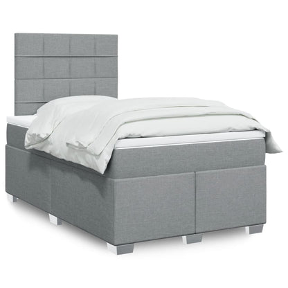 Box Spring Postel S Matrací Textil Světle Šedá