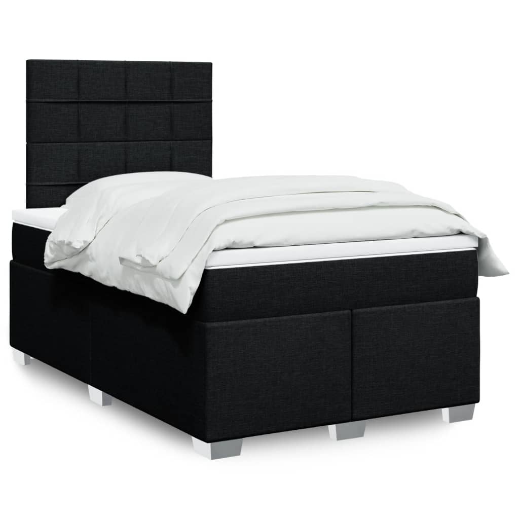 Box Spring Postel S Matrací Černá Textil Černá