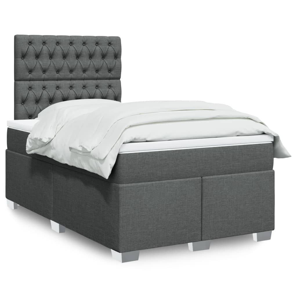 Box Spring Postel S Matrací Textil Tmavě Šedá