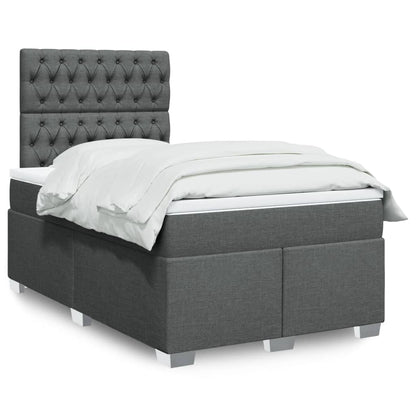 Box Spring Postel S Matrací Textil Tmavě Šedá