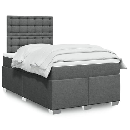 Box Spring Postel S Matrací Textil Tmavě Šedá
