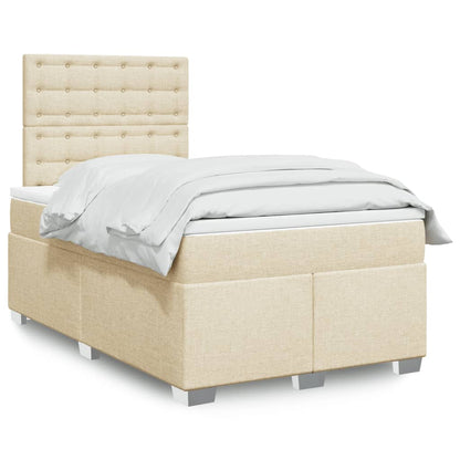 Box Spring Postel S Matrací Textil Krémová