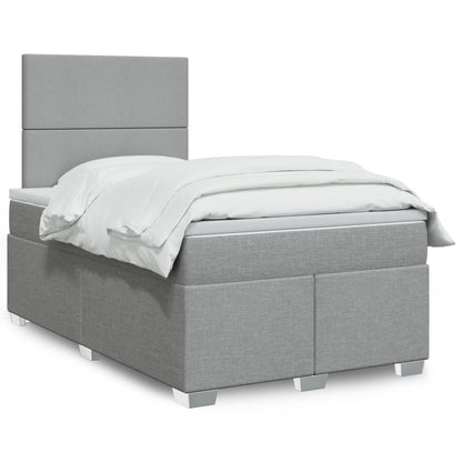 Box Spring Postel S Matrací Textil Světle Šedá