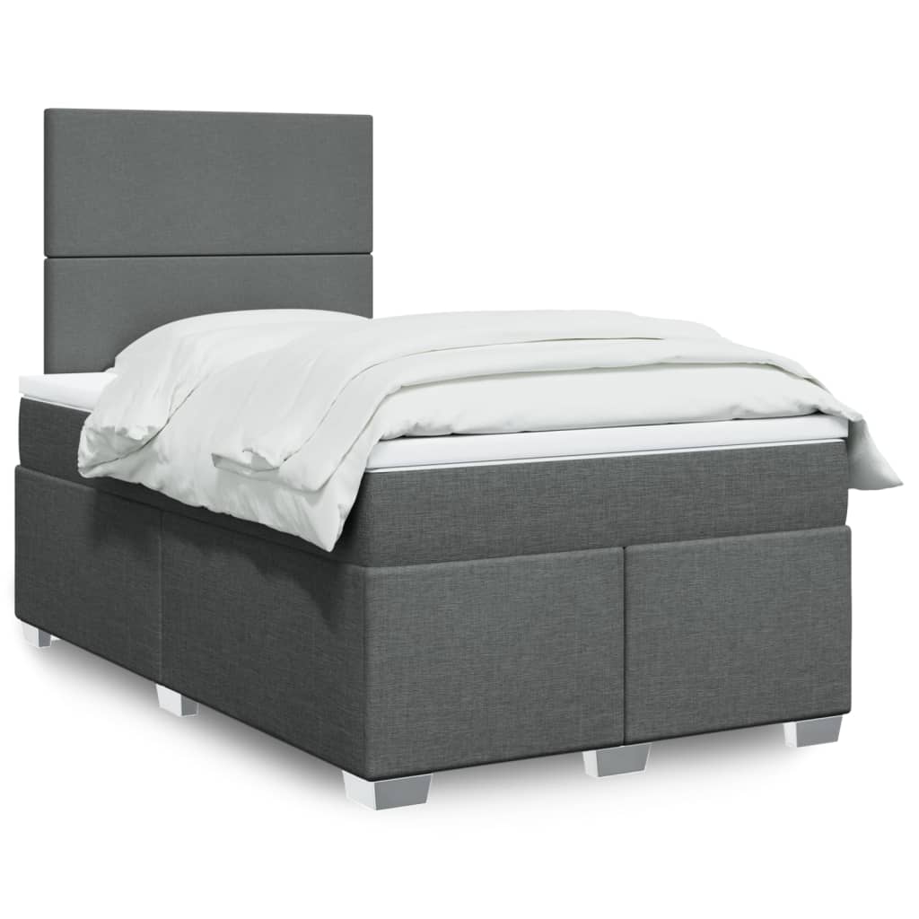 Box Spring Postel S Matrací Textil Tmavě Šedá