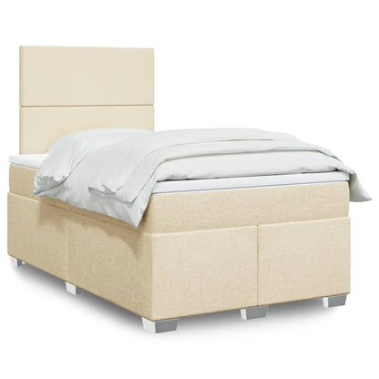 Box Spring Postel S Matrací Textil Krémová