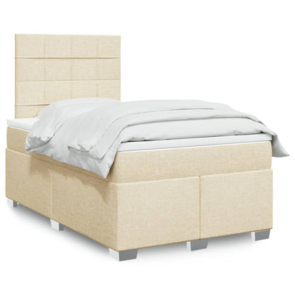 Box Spring Postel S Matrací Textil Krémová