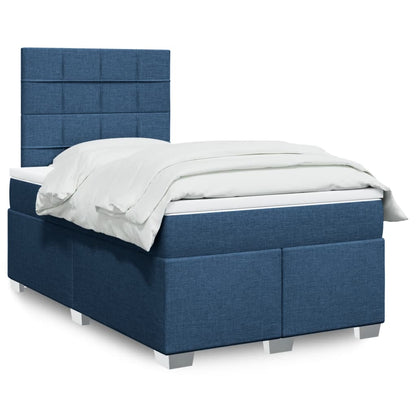 Box Spring Postel S Matrací Textil Modrá