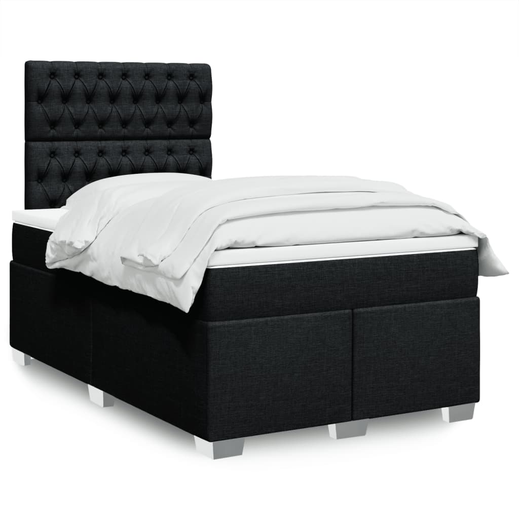 Box Spring Postel S Matrací Černá Textil Černá