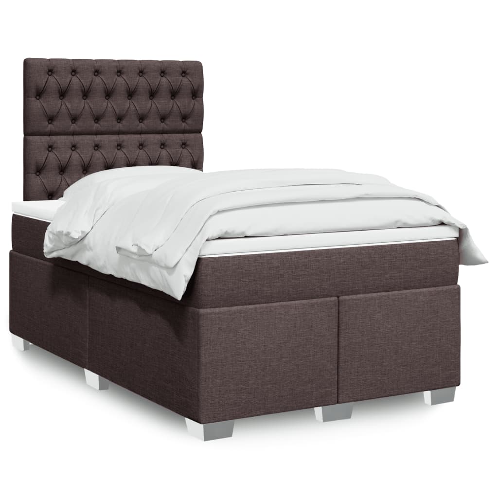 Box Spring Postel S Matrací Textil Tmavě Hnědá