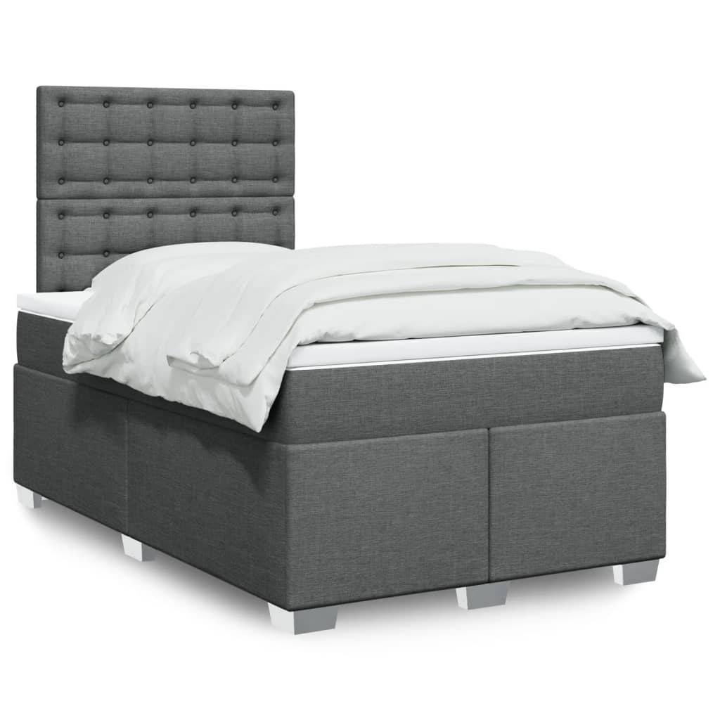 Box Spring Postel S Matrací Textil Tmavě Šedá