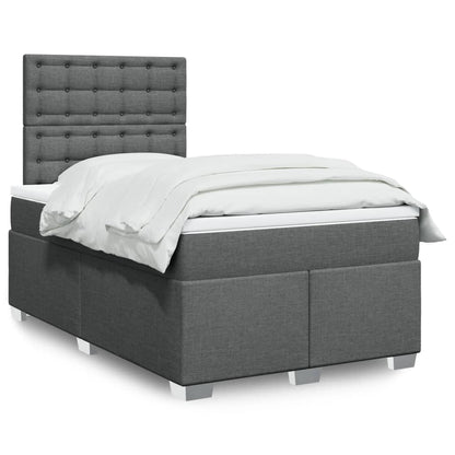 Box Spring Postel S Matrací Textil Tmavě Šedá