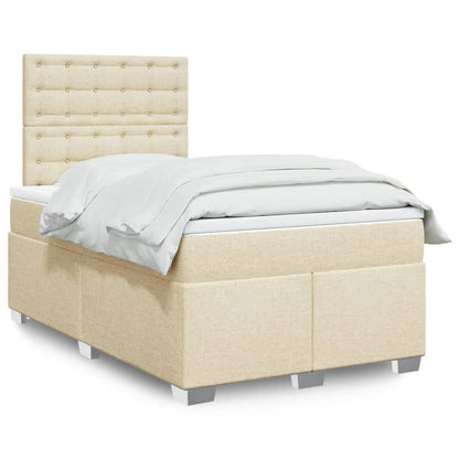 Box Spring Postel S Matrací Textil Krémová