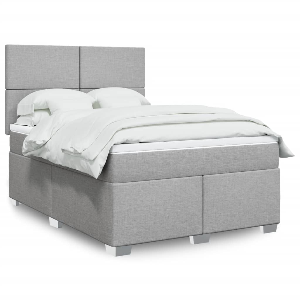Box Spring Postel S Matrací Textil Světle Šedá
