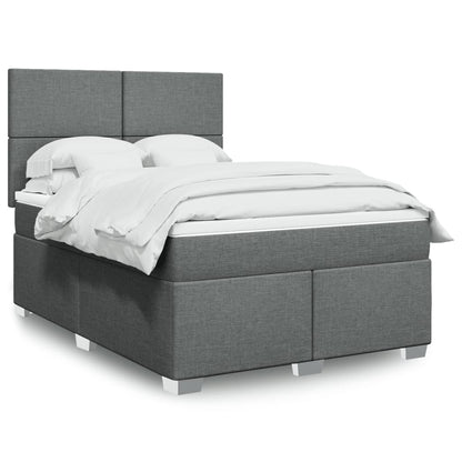 Box Spring Postel S Matrací Textil Tmavě Šedá