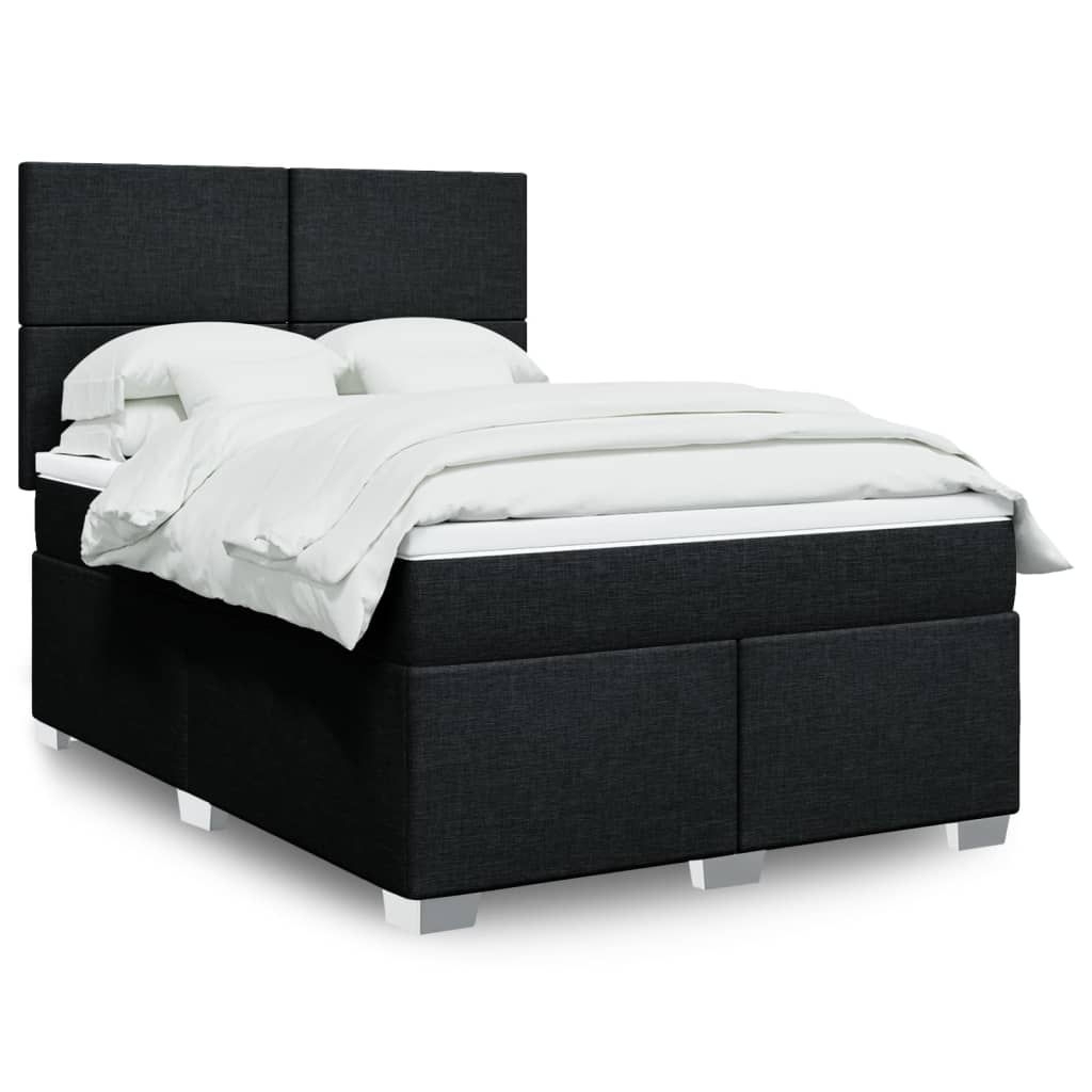 Box Spring Postel S Matrací Černá Textil Černá