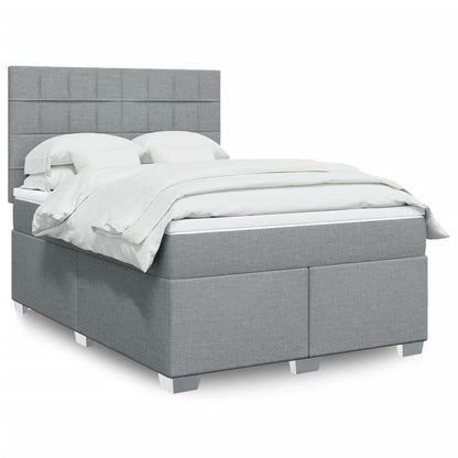 Box Spring Postel S Matrací Textil Světle Šedá