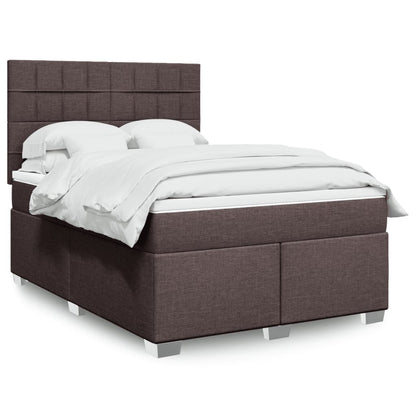 Box Spring Postel S Matrací Textil Tmavě Hnědá