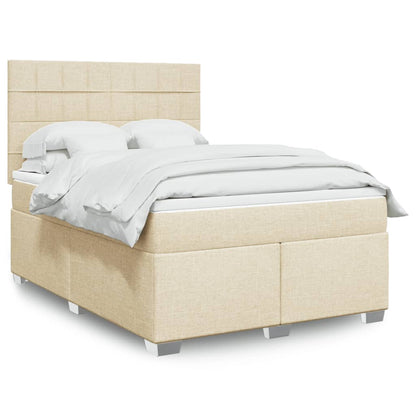 Box Spring Postel S Matrací Textil Krémová