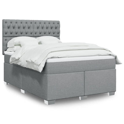 Box Spring Postel S Matrací Textil Světle Šedá