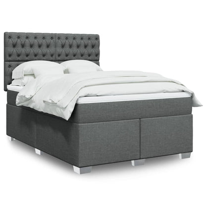 Box Spring Postel S Matrací Textil Tmavě Šedá