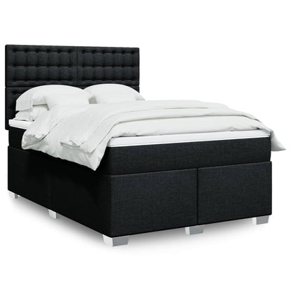 Box Spring Postel S Matrací Černá Textil Černá