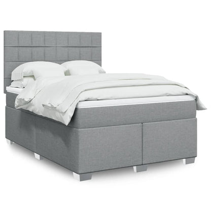 Box Spring Postel S Matrací Textil Světle Šedá