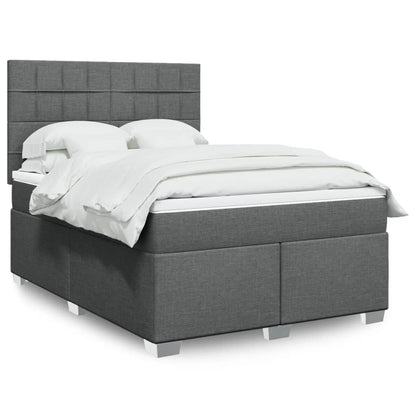 Box Spring Postel S Matrací Textil Tmavě Šedá