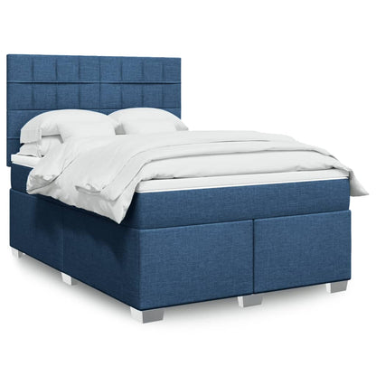 Box Spring Postel S Matrací Textil Modrá