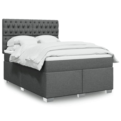 Box Spring Postel S Matrací Textil Tmavě Šedá