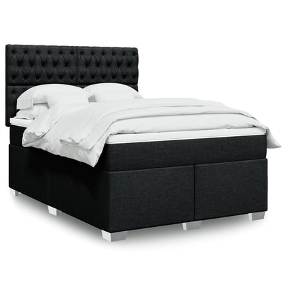 Box Spring Postel S Matrací Černá Textil Černá