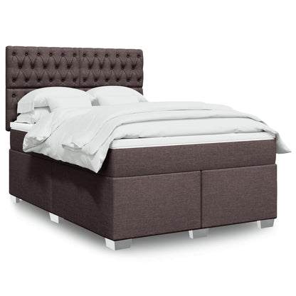 Box Spring Postel S Matrací Textil Tmavě Hnědá
