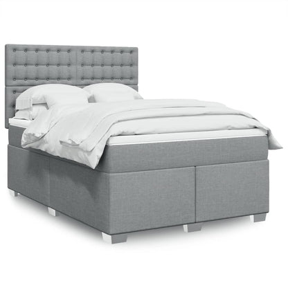 Box Spring Postel S Matrací Textil Světle Šedá