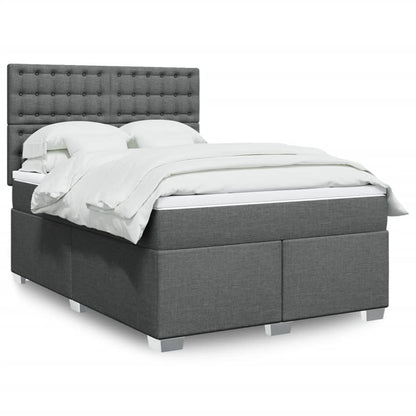 Box Spring Postel S Matrací Textil Tmavě Šedá