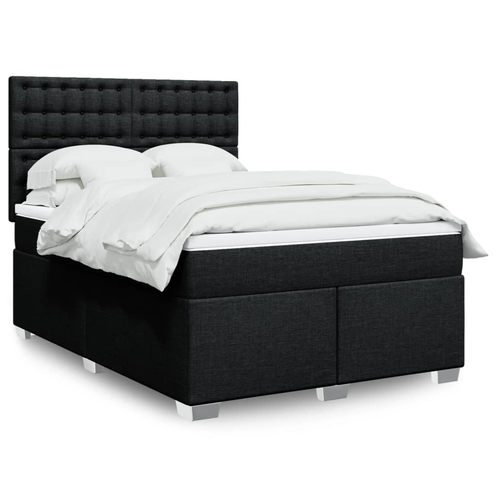 Box Spring Postel S Matrací Černá Textil Černá