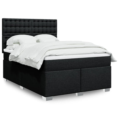 Box Spring Postel S Matrací Černá Textil Černá