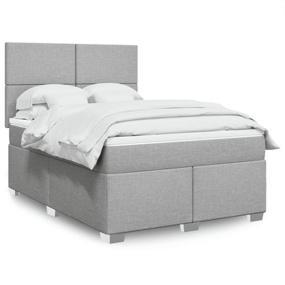 Box Spring Postel S Matrací Textil Světle Šedá