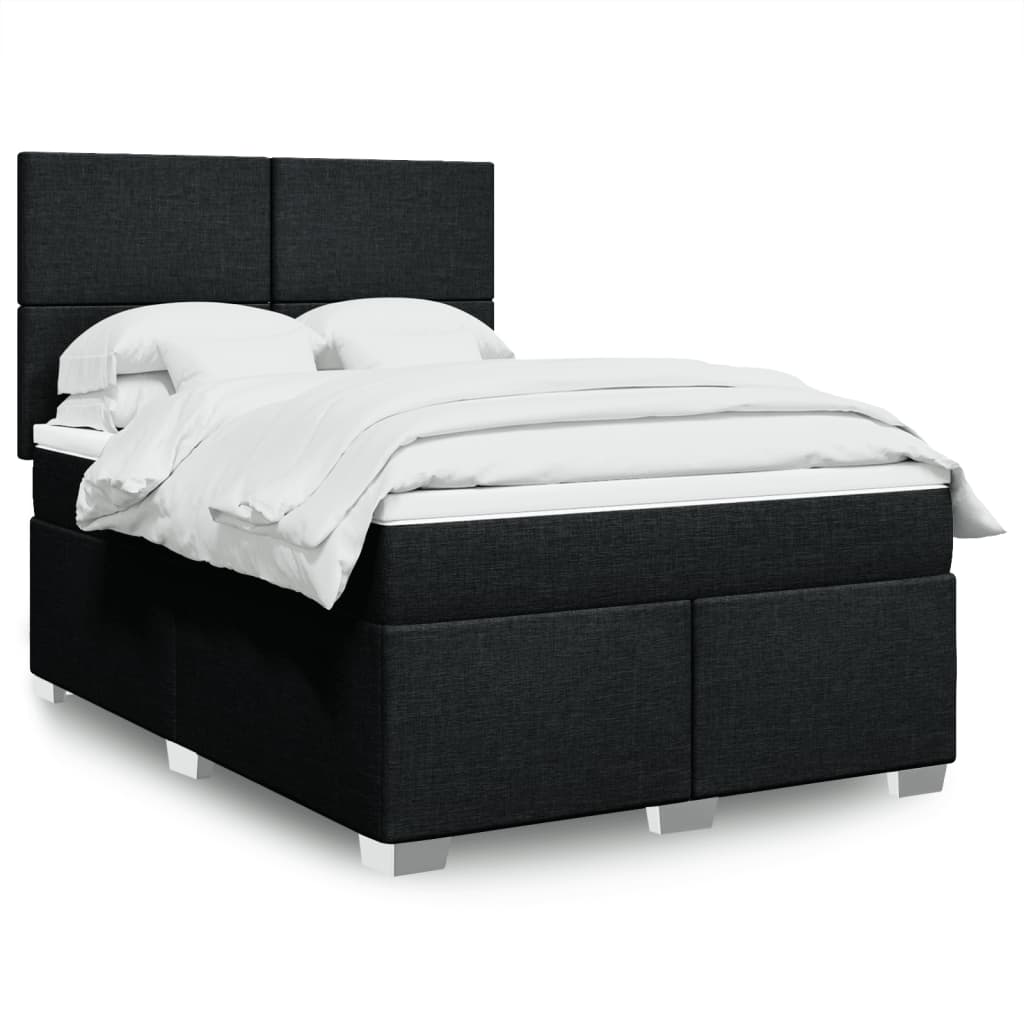 Box Spring Postel S Matrací Černá Textil Černá