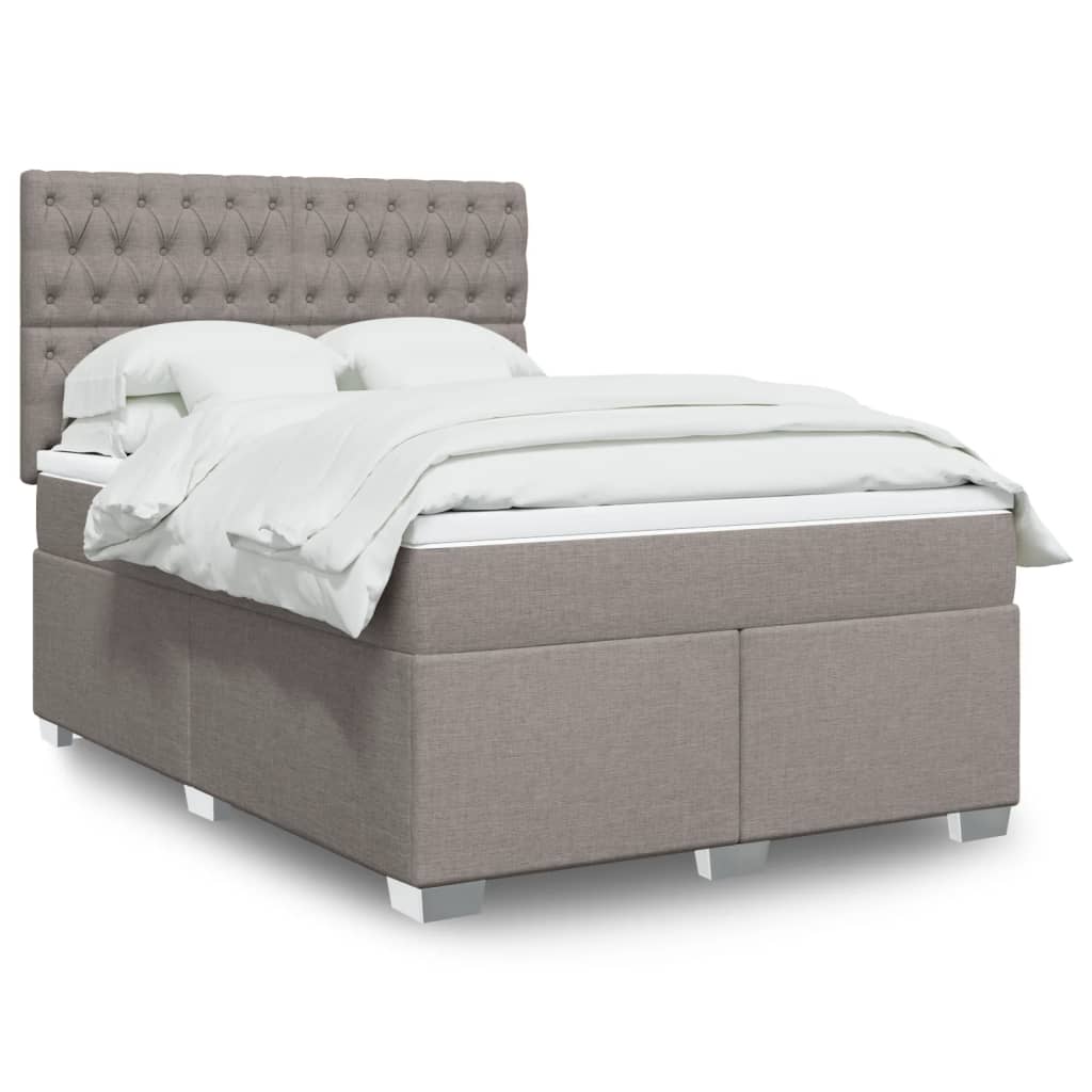 Box Spring Postel S Matrací Textil Taupe