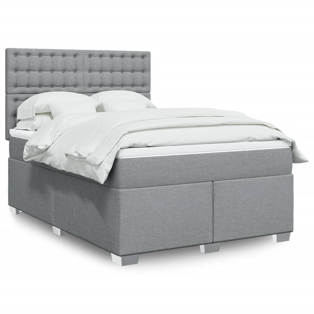 Box Spring Postel S Matrací Textil Světle Šedá