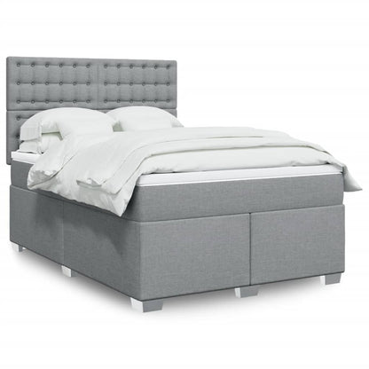 Box Spring Postel S Matrací Textil Světle Šedá
