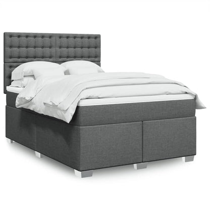 Box Spring Postel S Matrací Textil Tmavě Šedá