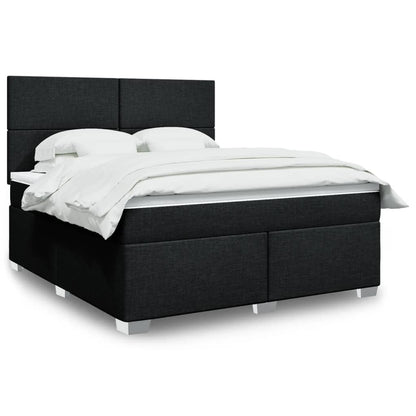 Box Spring Postel S Matrací Černá Textil Černá