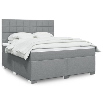 Box Spring Postel S Matrací Textil Světle Šedá