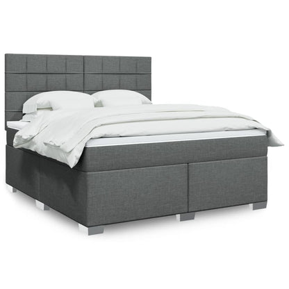Box Spring Postel S Matrací Textil Tmavě Šedá