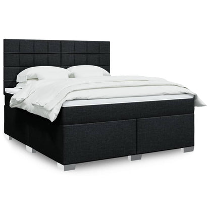 Box Spring Postel S Matrací Černá Textil Černá