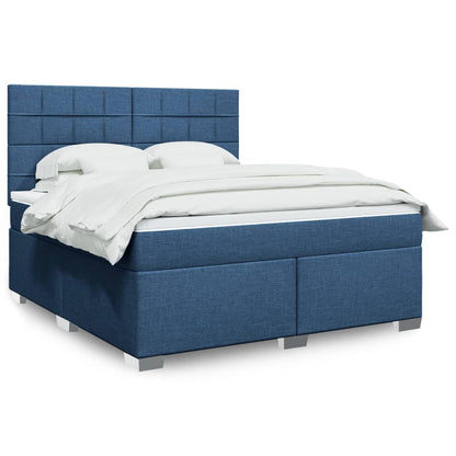 Box Spring Postel S Matrací Textil Modrá