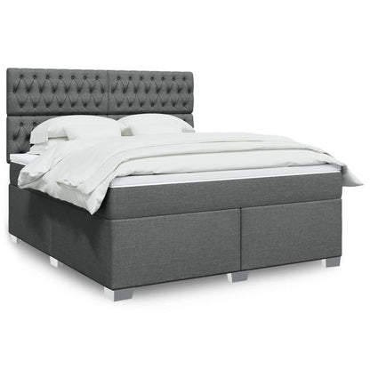 Box Spring Postel S Matrací Textil Tmavě Šedá