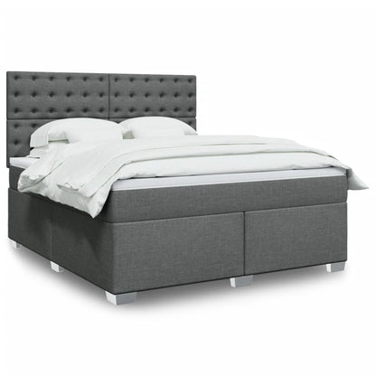 Box Spring Postel S Matrací Textil Tmavě Šedá